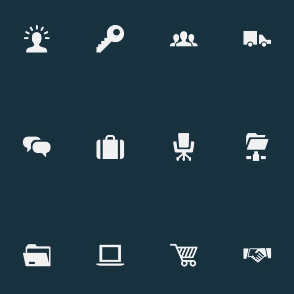 Vector Illustration Set Of Simple Commerce Icons. Elements Chatting, Computer, Trading Purse And Other Synonyms Conversation, Profile And Shopping.