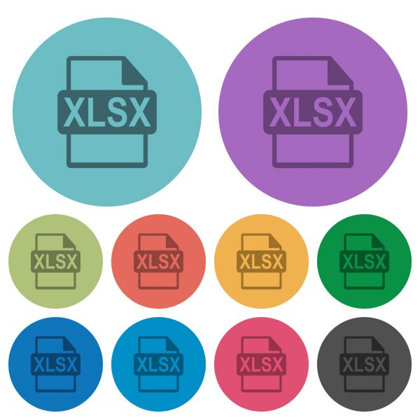XLSX file format darker flat icons on color round background